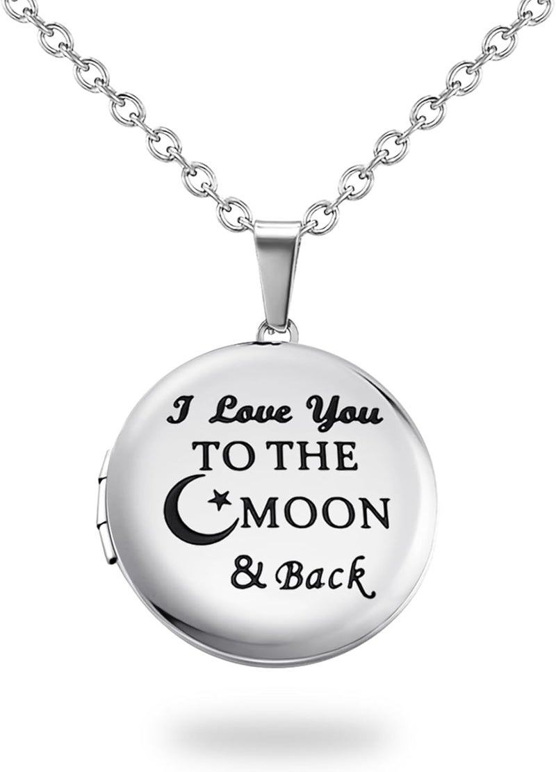 PHOCKSIN Locket Necklace for Women Black/Gold/Silver Locket Necklace Oval/Round/Heart Photo Necklace New Years Gifts for Girls - Image 1